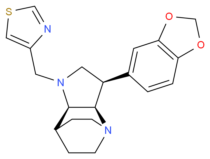 (3R*,3aR*,7aR*)-3-(1,3-benzodioxol-5-yl)-1-(1,3-thiazol-4-ylmethyl)octahydro-4,7-ethanopyrrolo[3,2-b]pyridine_Molecular_structure_CAS_)