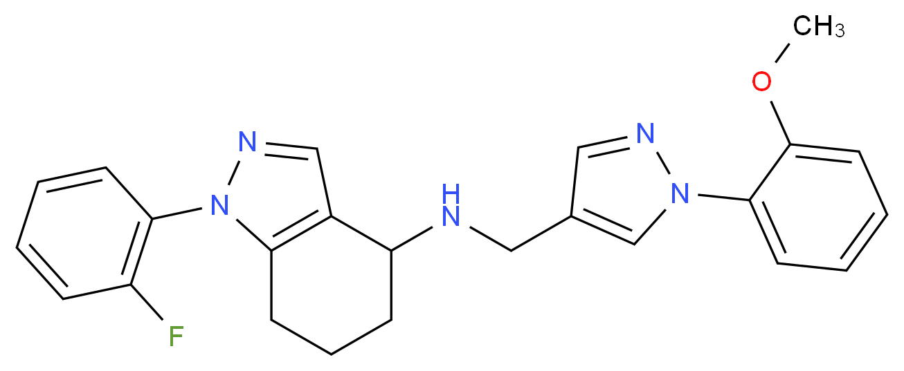 1-(2-fluorophenyl)-N-{[1-(2-methoxyphenyl)-1H-pyrazol-4-yl]methyl}-4,5,6,7-tetrahydro-1H-indazol-4-amine_Molecular_structure_CAS_)