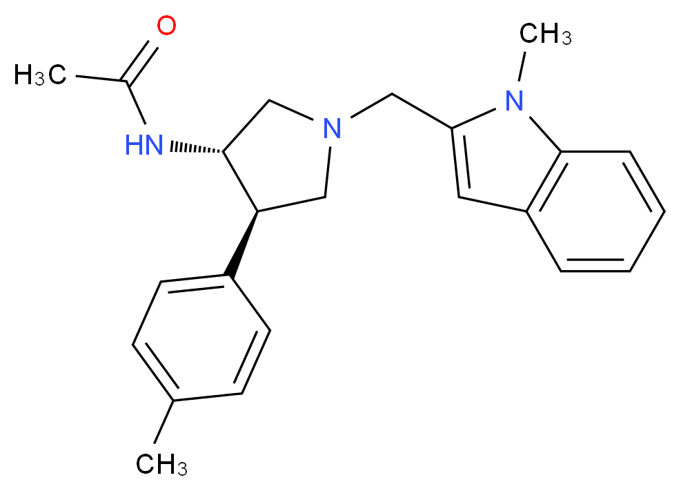 N-[(3S*,4R*)-1-[(1-methyl-1H-indol-2-yl)methyl]-4-(4-methylphenyl)-3-pyrrolidinyl]acetamide_Molecular_structure_CAS_)