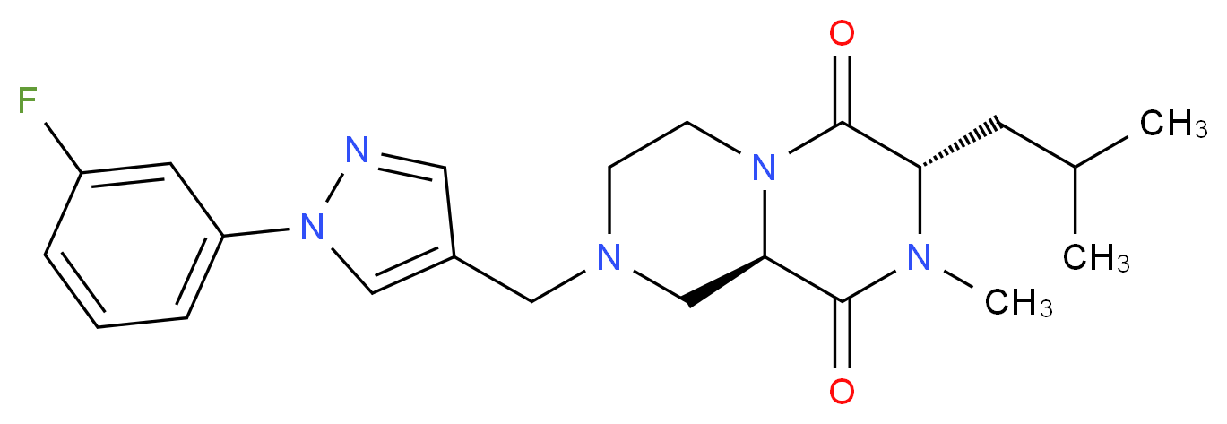(3S,9aR)-8-{[1-(3-fluorophenyl)-1H-pyrazol-4-yl]methyl}-3-isobutyl-2-methyltetrahydro-2H-pyrazino[1,2-a]pyrazine-1,4(3H,6H)-dione_Molecular_structure_CAS_)