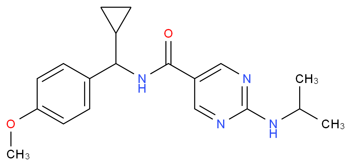 N-[cyclopropyl(4-methoxyphenyl)methyl]-2-(isopropylamino)pyrimidine-5-carboxamide_Molecular_structure_CAS_)
