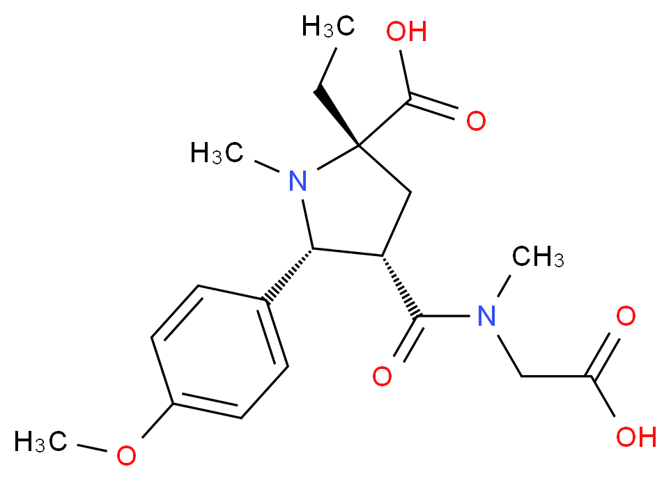 (2S*,4S*,5R*)-4-{[(carboxymethyl)(methyl)amino]carbonyl}-2-ethyl-5-(4-methoxyphenyl)-1-methylpyrrolidine-2-carboxylic acid_Molecular_structure_CAS_)