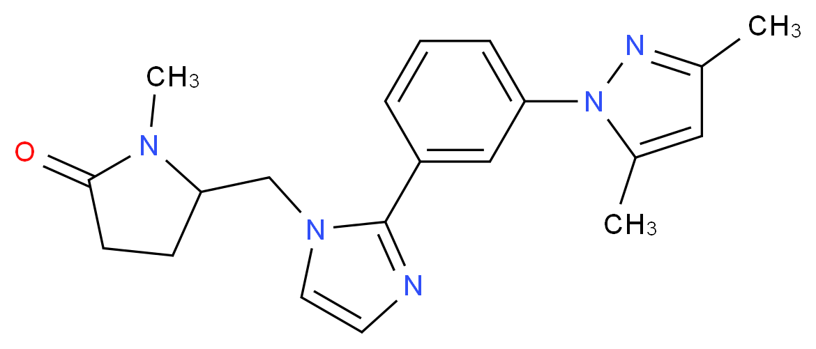 5-({2-[3-(3,5-dimethyl-1H-pyrazol-1-yl)phenyl]-1H-imidazol-1-yl}methyl)-1-methylpyrrolidin-2-one_Molecular_structure_CAS_)