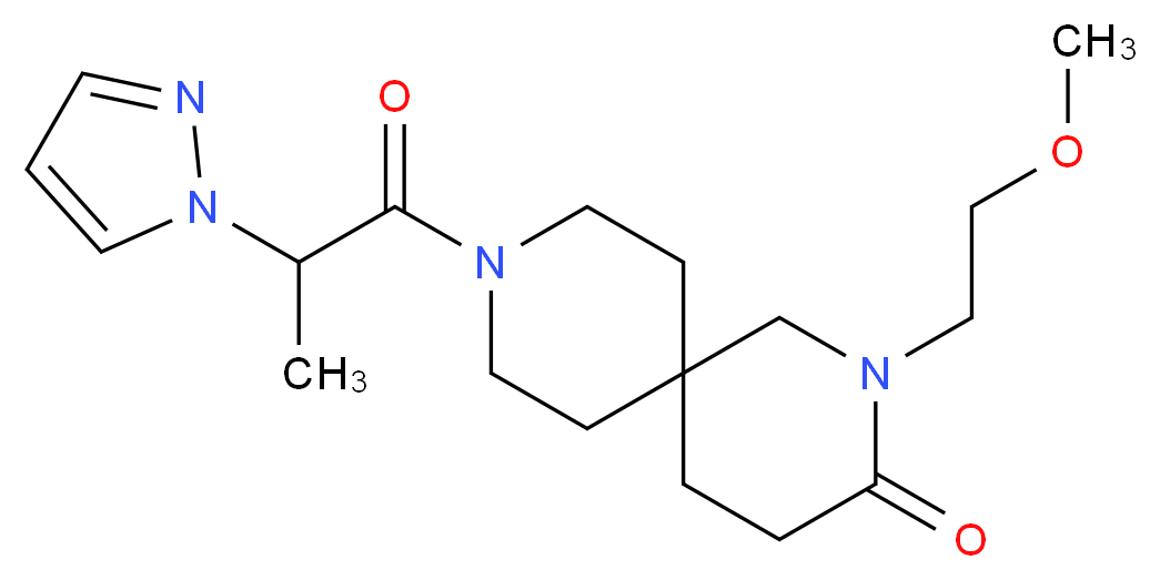 2-(2-methoxyethyl)-9-[2-(1H-pyrazol-1-yl)propanoyl]-2,9-diazaspiro[5.5]undecan-3-one_Molecular_structure_CAS_)