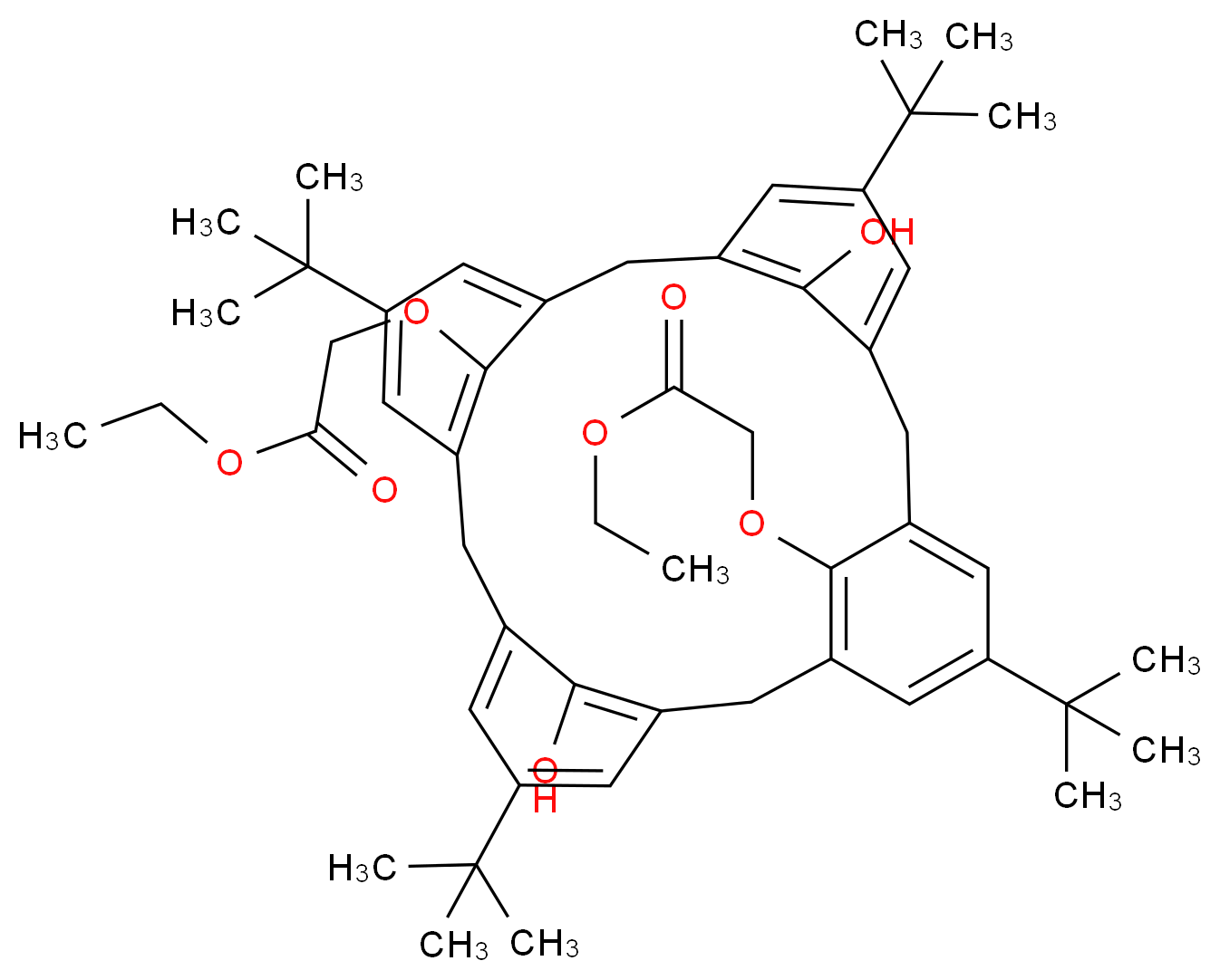 O(1),O(3)-Bis(ethoxycarbonylmethyl)-p-tert-butylcalix[4]arene_Molecular_structure_CAS_97600-49-2)