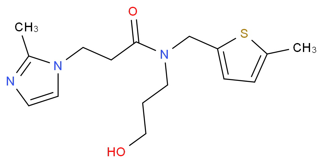 N-(3-hydroxypropyl)-3-(2-methyl-1H-imidazol-1-yl)-N-[(5-methyl-2-thienyl)methyl]propanamide_Molecular_structure_CAS_)