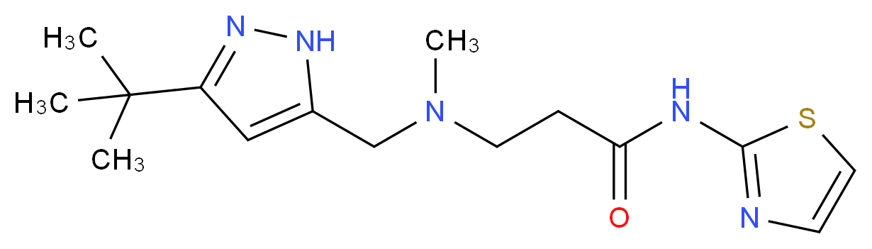 3-[[(3-tert-butyl-1H-pyrazol-5-yl)methyl](methyl)amino]-N-1,3-thiazol-2-ylpropanamide_Molecular_structure_CAS_)