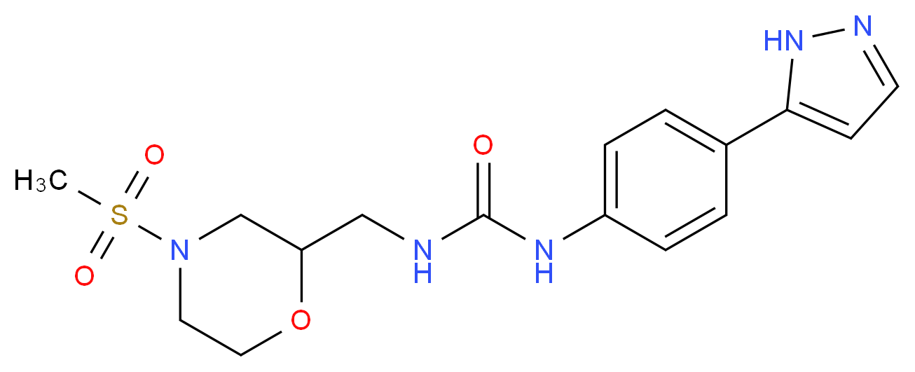 N-{[4-(methylsulfonyl)morpholin-2-yl]methyl}-N'-[4-(1H-pyrazol-5-yl)phenyl]urea_Molecular_structure_CAS_)
