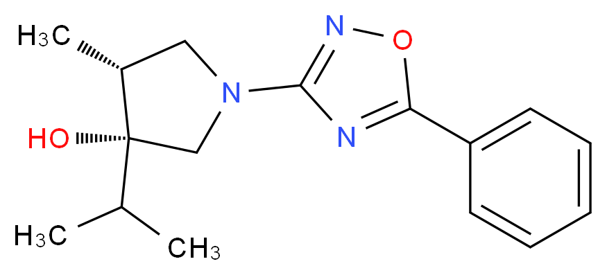 (3R*,4R*)-3-isopropyl-4-methyl-1-(5-phenyl-1,2,4-oxadiazol-3-yl)pyrrolidin-3-ol_Molecular_structure_CAS_)