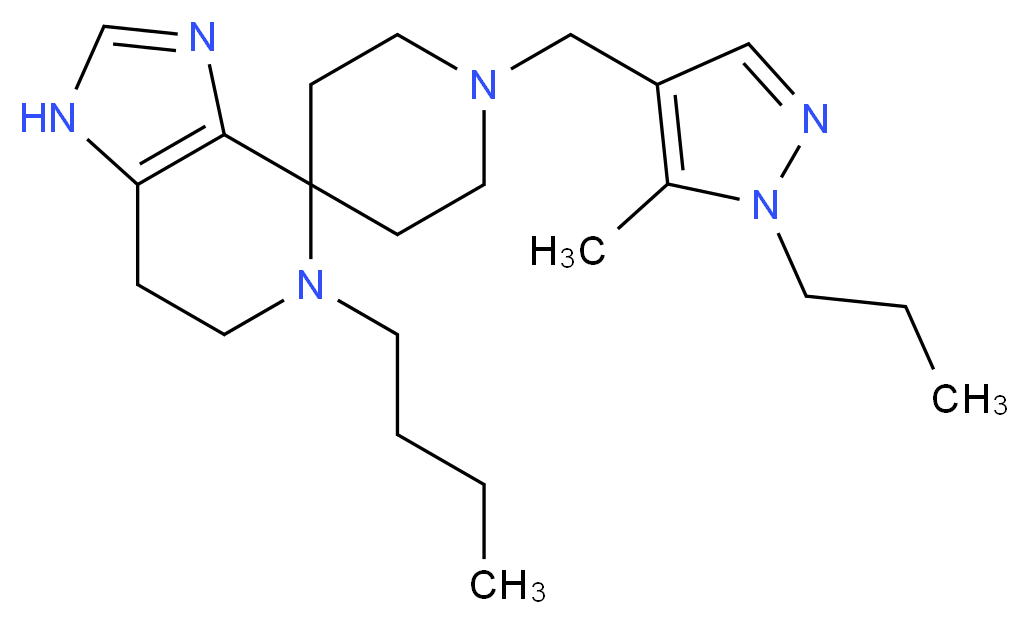 5-butyl-1'-[(5-methyl-1-propyl-1H-pyrazol-4-yl)methyl]-1,5,6,7-tetrahydrospiro[imidazo[4,5-c]pyridine-4,4'-piperidine]_Molecular_structure_CAS_)