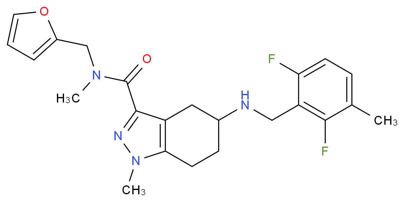 5-[(2,6-difluoro-3-methylbenzyl)amino]-N-(2-furylmethyl)-N,1-dimethyl-4,5,6,7-tetrahydro-1H-indazole-3-carboxamide_Molecular_structure_CAS_)