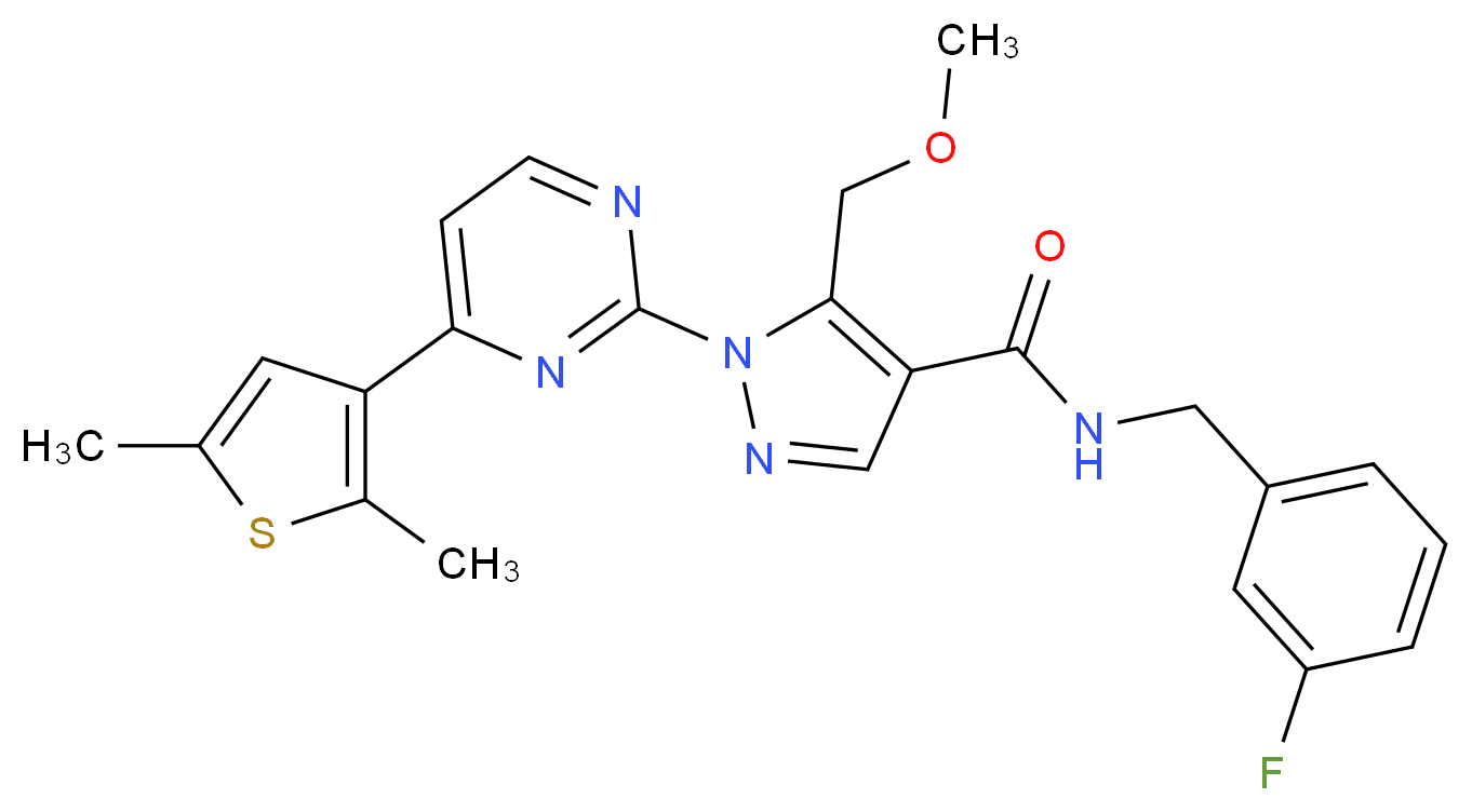 1-[4-(2,5-dimethyl-3-thienyl)-2-pyrimidinyl]-N-(3-fluorobenzyl)-5-(methoxymethyl)-1H-pyrazole-4-carboxamide_Molecular_structure_CAS_)