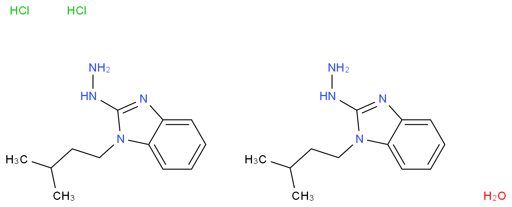 2-Hydrazino-1-(3-methylbutyl)-1H-benzimidazole hydrochloride hemihydrate_Molecular_structure_CAS_)