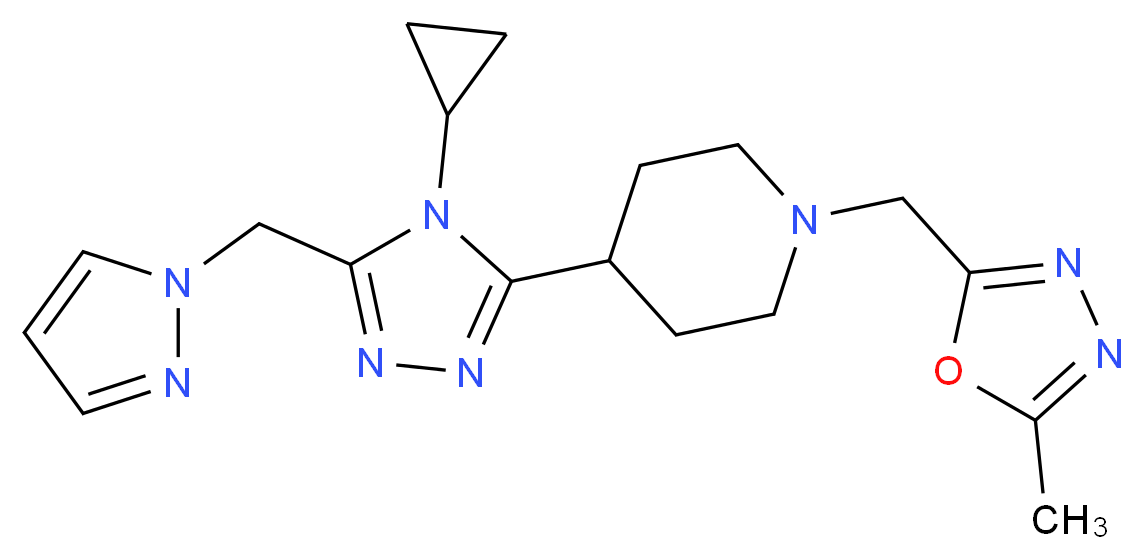 4-[4-cyclopropyl-5-(1H-pyrazol-1-ylmethyl)-4H-1,2,4-triazol-3-yl]-1-[(5-methyl-1,3,4-oxadiazol-2-yl)methyl]piperidine_Molecular_structure_CAS_)