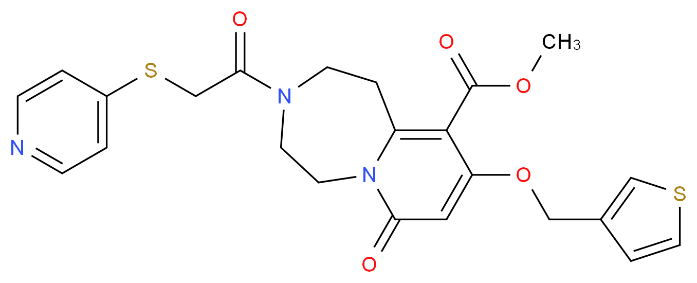 methyl 7-oxo-3-[(4-pyridinylthio)acetyl]-9-(3-thienylmethoxy)-1,2,3,4,5,7-hexahydropyrido[1,2-d][1,4]diazepine-10-carboxylate_Molecular_structure_CAS_)