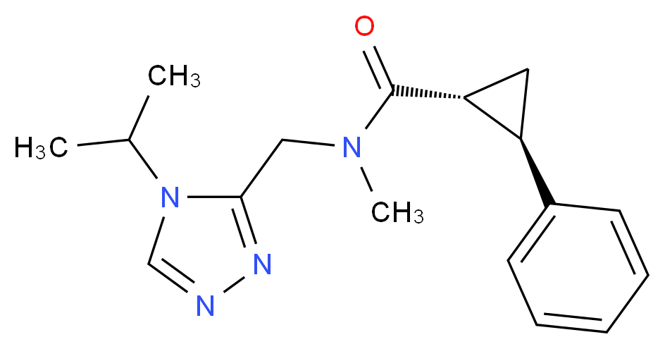(1R*,2R*)-N-[(4-isopropyl-4H-1,2,4-triazol-3-yl)methyl]-N-methyl-2-phenylcyclopropanecarboxamide_Molecular_structure_CAS_)