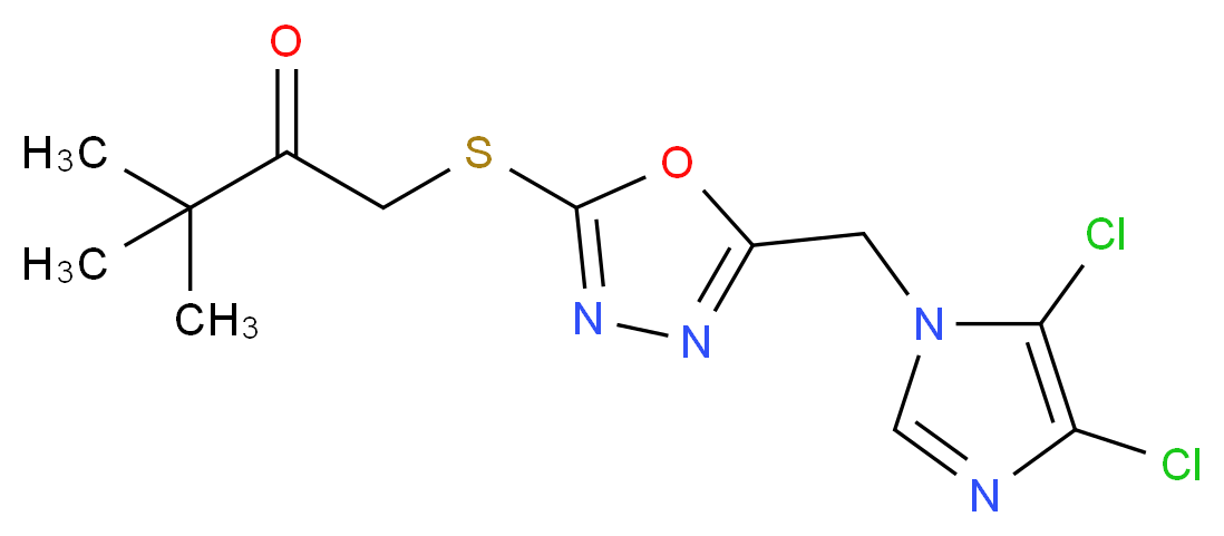 1-({5-[(4,5-dichloro-1H-imidazol-1-yl)methyl]-1,3,4-oxadiazol-2-yl}thio)-3,3-dimethylbutan-2-one_Molecular_structure_CAS_)