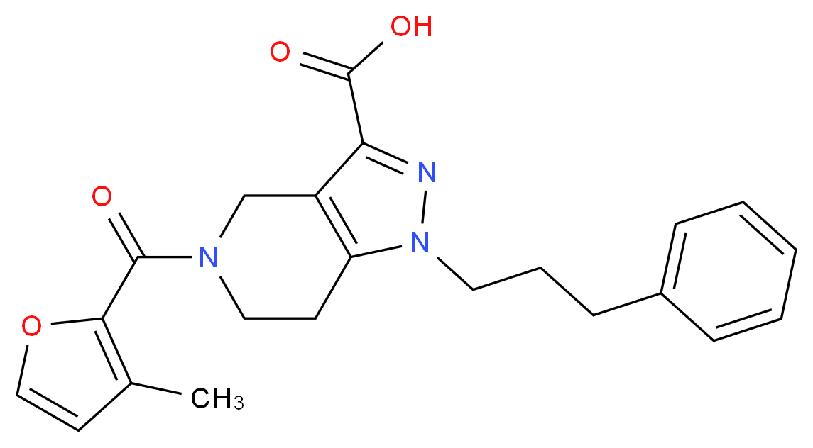5-(3-methyl-2-furoyl)-1-(3-phenylpropyl)-4,5,6,7-tetrahydro-1H-pyrazolo[4,3-c]pyridine-3-carboxylic acid_Molecular_structure_CAS_)