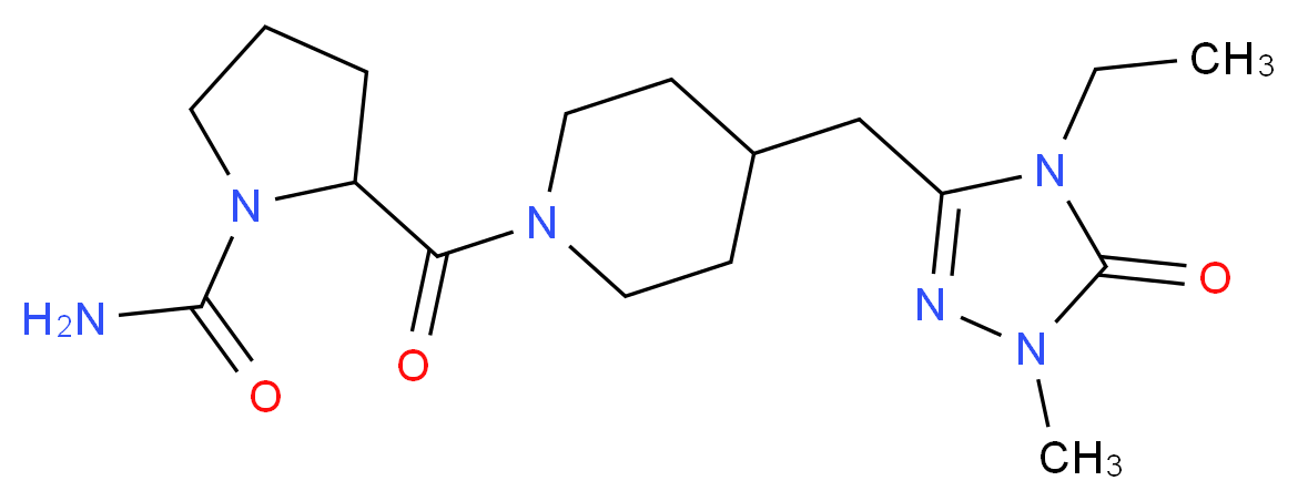 2-({4-[(4-ethyl-1-methyl-5-oxo-4,5-dihydro-1H-1,2,4-triazol-3-yl)methyl]piperidin-1-yl}carbonyl)pyrrolidine-1-carboxamide_Molecular_structure_CAS_)