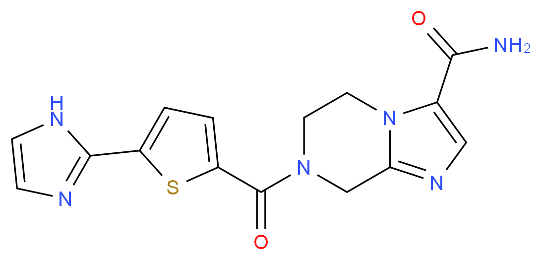 7-{[5-(1H-imidazol-2-yl)-2-thienyl]carbonyl}-5,6,7,8-tetrahydroimidazo[1,2-a]pyrazine-3-carboxamide_Molecular_structure_CAS_)