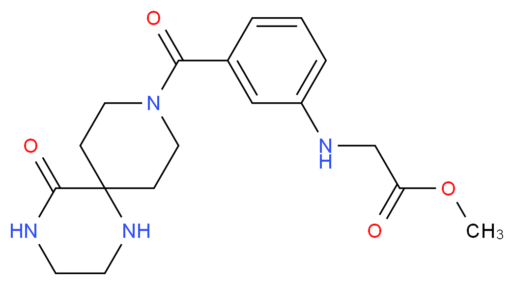 methyl N-{3-[(5-oxo-1,4,9-triazaspiro[5.5]undec-9-yl)carbonyl]phenyl}glycinate_Molecular_structure_CAS_)