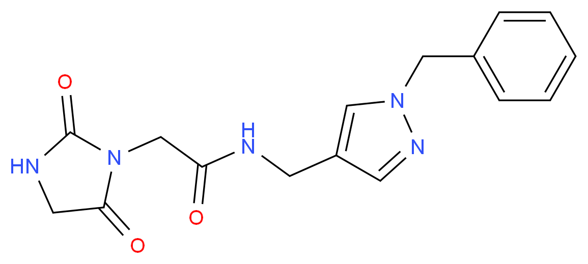 N-[(1-benzyl-1H-pyrazol-4-yl)methyl]-2-(2,5-dioxoimidazolidin-1-yl)acetamide_Molecular_structure_CAS_)