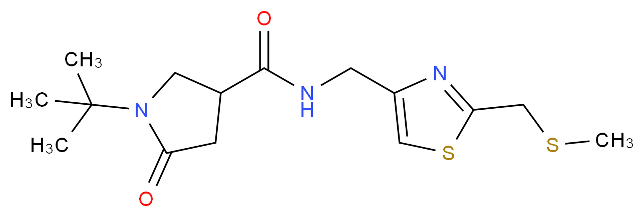 1-tert-butyl-N-({2-[(methylthio)methyl]-1,3-thiazol-4-yl}methyl)-5-oxo-3-pyrrolidinecarboxamide_Molecular_structure_CAS_)