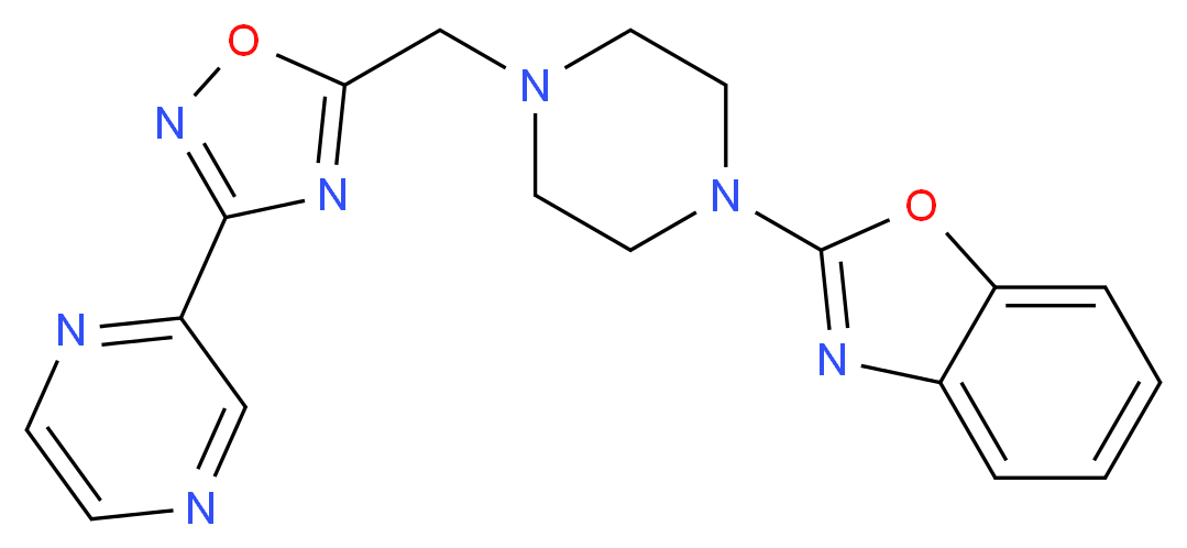 2-(4-{[3-(2-pyrazinyl)-1,2,4-oxadiazol-5-yl]methyl}-1-piperazinyl)-1,3-benzoxazole_Molecular_structure_CAS_)