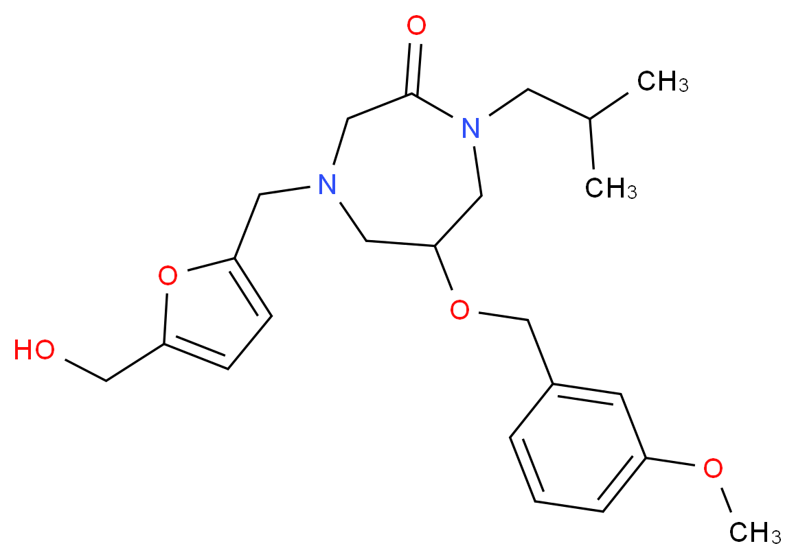 4-{[5-(hydroxymethyl)-2-furyl]methyl}-1-isobutyl-6-[(3-methoxybenzyl)oxy]-1,4-diazepan-2-one_Molecular_structure_CAS_)