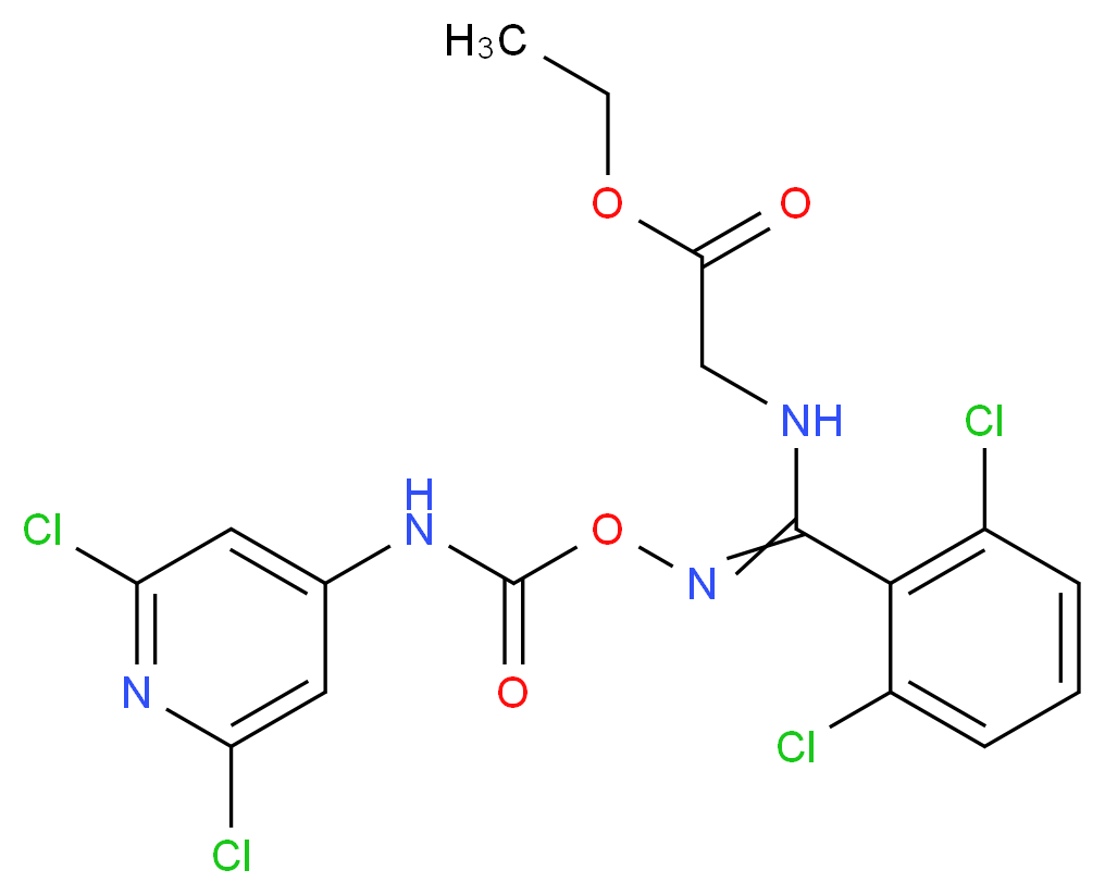 ethyl 2-({(2,6-dichlorophenyl)[({[(2,6-dichloro-4-pyridyl)amino]carbonyl}oxy)imino]methyl}amino)acetate_Molecular_structure_CAS_)