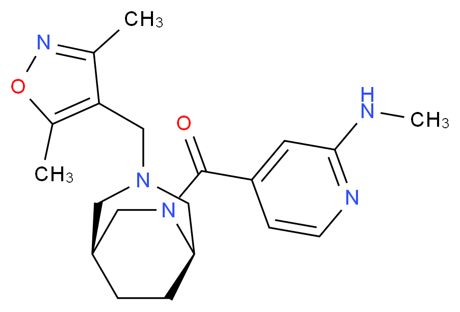 4-({(1S*,5R*)-3-[(3,5-dimethyl-4-isoxazolyl)methyl]-3,6-diazabicyclo[3.2.2]non-6-yl}carbonyl)-N-methyl-2-pyridinamine_Molecular_structure_CAS_)
