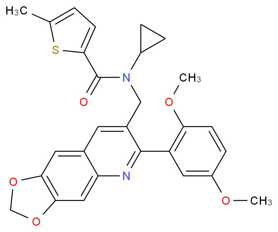 N-cyclopropyl-N-{[6-(2,5-dimethoxyphenyl)[1,3]dioxolo[4,5-g]quinolin-7-yl]methyl}-5-methyl-2-thiophenecarboxamide_Molecular_structure_CAS_)