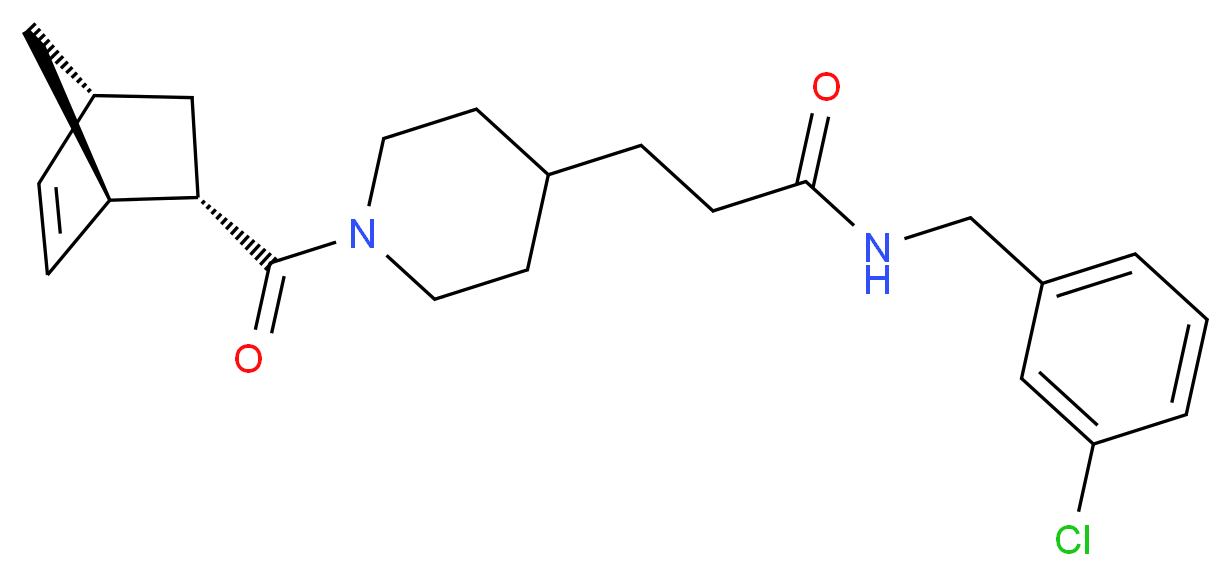 3-{1-[(1R*,2S*,4R*)-bicyclo[2.2.1]hept-5-en-2-ylcarbonyl]-4-piperidinyl}-N-(3-chlorobenzyl)propanamide_Molecular_structure_CAS_)