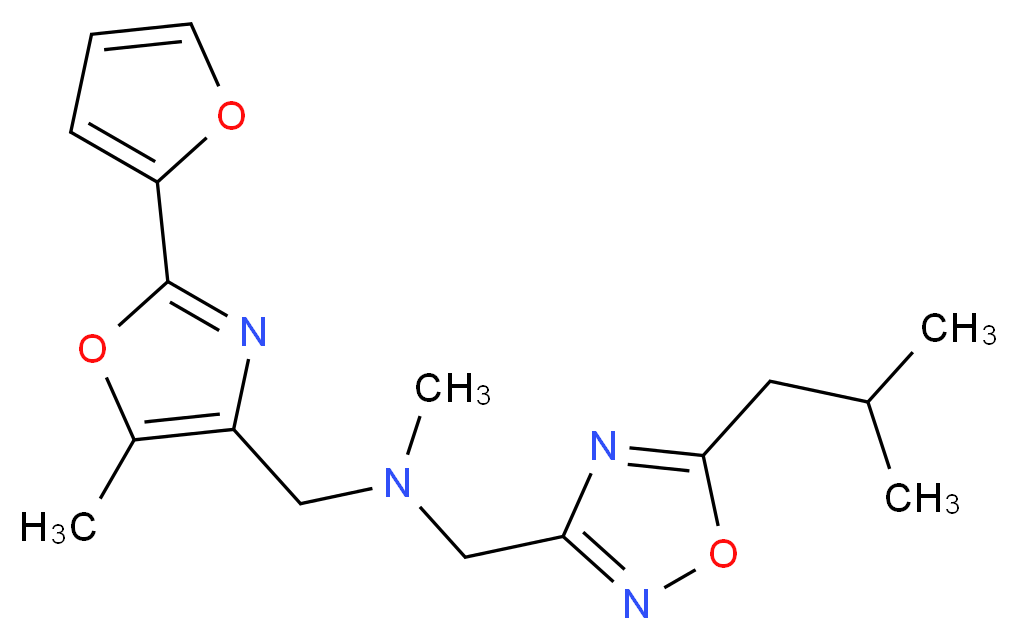 1-[2-(2-furyl)-5-methyl-1,3-oxazol-4-yl]-N-[(5-isobutyl-1,2,4-oxadiazol-3-yl)methyl]-N-methylmethanamine_Molecular_structure_CAS_)