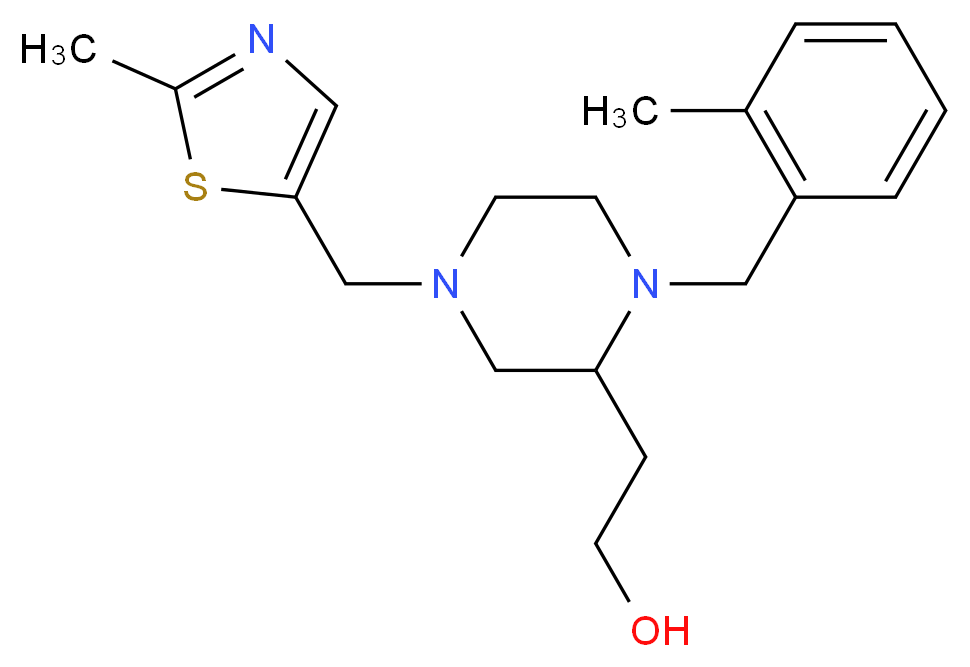 2-{1-(2-methylbenzyl)-4-[(2-methyl-1,3-thiazol-5-yl)methyl]-2-piperazinyl}ethanol_Molecular_structure_CAS_)