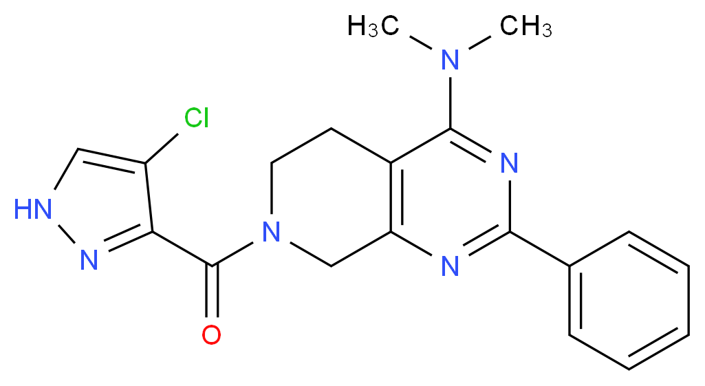 7-[(4-chloro-1H-pyrazol-3-yl)carbonyl]-N,N-dimethyl-2-phenyl-5,6,7,8-tetrahydropyrido[3,4-d]pyrimidin-4-amine_Molecular_structure_CAS_)