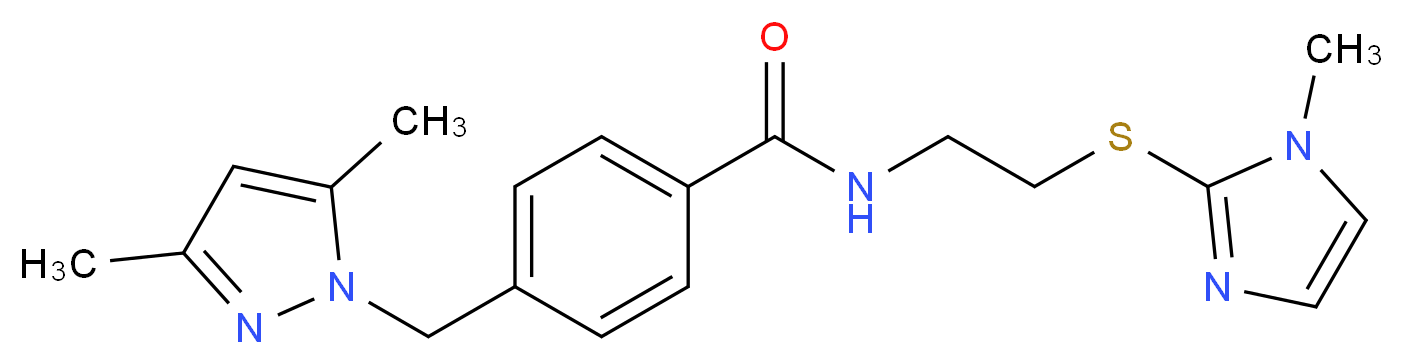 4-[(3,5-dimethyl-1H-pyrazol-1-yl)methyl]-N-{2-[(1-methyl-1H-imidazol-2-yl)thio]ethyl}benzamide_Molecular_structure_CAS_)