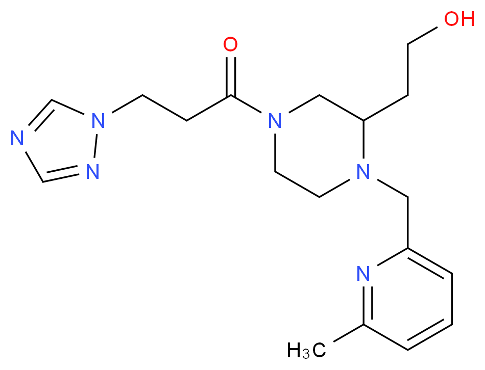 2-{1-[(6-methyl-2-pyridinyl)methyl]-4-[3-(1H-1,2,4-triazol-1-yl)propanoyl]-2-piperazinyl}ethanol_Molecular_structure_CAS_)