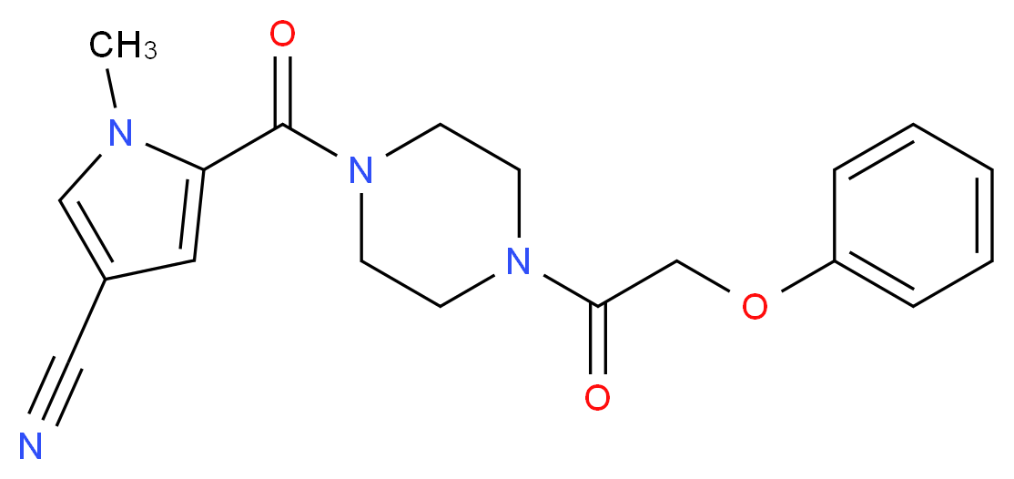 1-methyl-5-{[4-(phenoxyacetyl)piperazin-1-yl]carbonyl}-1H-pyrrole-3-carbonitrile_Molecular_structure_CAS_)