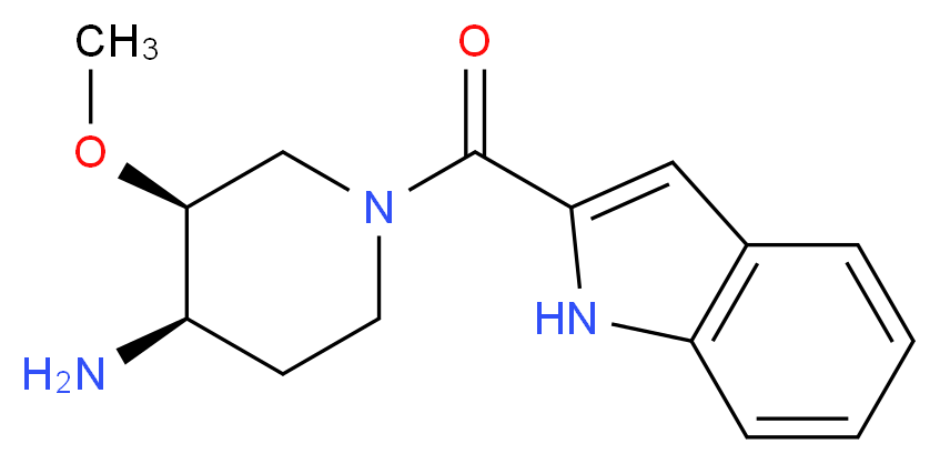 (3S*,4R*)-1-(1H-indol-2-ylcarbonyl)-3-methoxypiperidin-4-amine_Molecular_structure_CAS_)