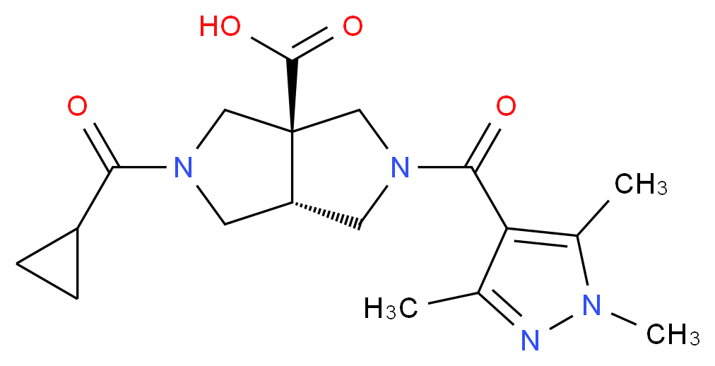 (3aS*,6aS*)-2-(cyclopropylcarbonyl)-5-[(1,3,5-trimethyl-1H-pyrazol-4-yl)carbonyl]hexahydropyrrolo[3,4-c]pyrrole-3a(1H)-carboxylic acid_Molecular_structure_CAS_)
