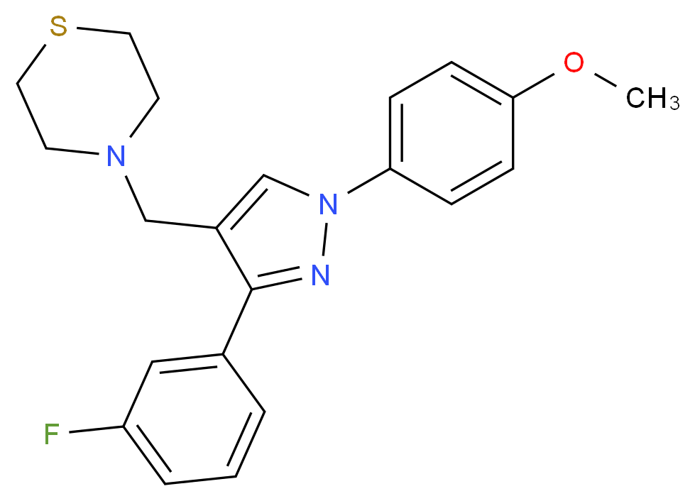 4-{[3-(3-fluorophenyl)-1-(4-methoxyphenyl)-1H-pyrazol-4-yl]methyl}thiomorpholine_Molecular_structure_CAS_)