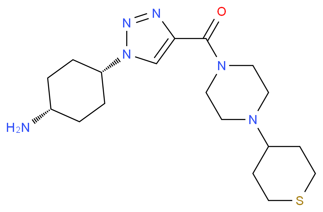 [cis-4-(4-{[4-(tetrahydro-2H-thiopyran-4-yl)piperazin-1-yl]carbonyl}-1H-1,2,3-triazol-1-yl)cyclohexyl]amine_Molecular_structure_CAS_)