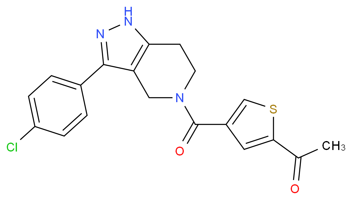 1-(4-{[3-(4-chlorophenyl)-1,4,6,7-tetrahydro-5H-pyrazolo[4,3-c]pyridin-5-yl]carbonyl}-2-thienyl)ethanone_Molecular_structure_CAS_)