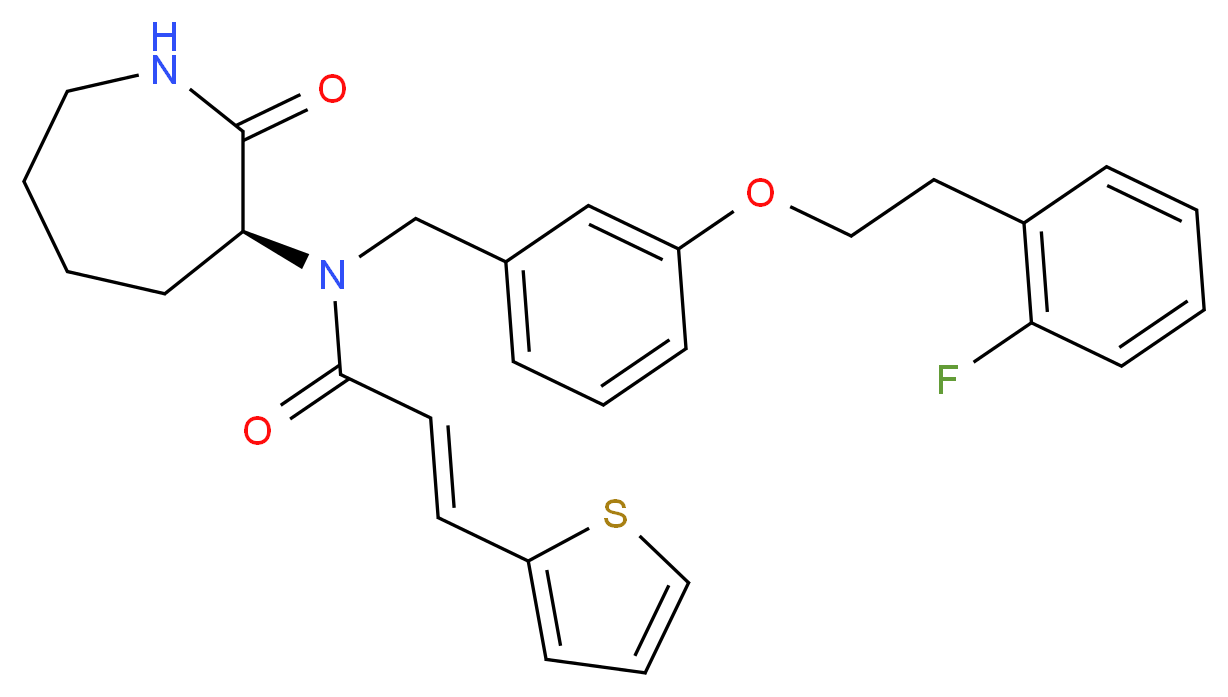 (2E)-N-{3-[2-(2-fluorophenyl)ethoxy]benzyl}-N-[(3S)-2-oxo-3-azepanyl]-3-(2-thienyl)acrylamide_Molecular_structure_CAS_)