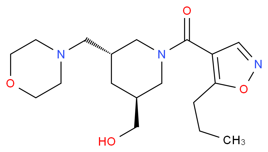 {(3S*,5R*)-5-(4-morpholinylmethyl)-1-[(5-propyl-4-isoxazolyl)carbonyl]-3-piperidinyl}methanol_Molecular_structure_CAS_)