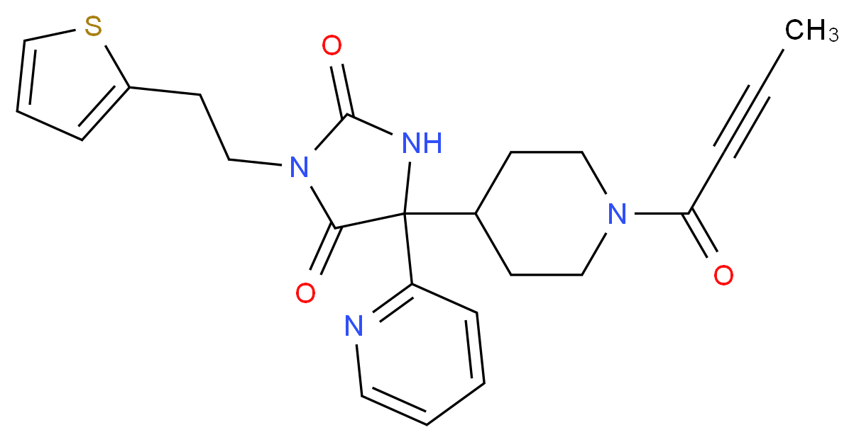 5-[1-(2-butynoyl)-4-piperidinyl]-5-(2-pyridinyl)-3-[2-(2-thienyl)ethyl]-2,4-imidazolidinedione_Molecular_structure_CAS_)