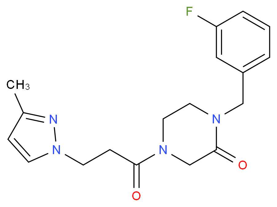 1-(3-fluorobenzyl)-4-[3-(3-methyl-1H-pyrazol-1-yl)propanoyl]-2-piperazinone_Molecular_structure_CAS_)