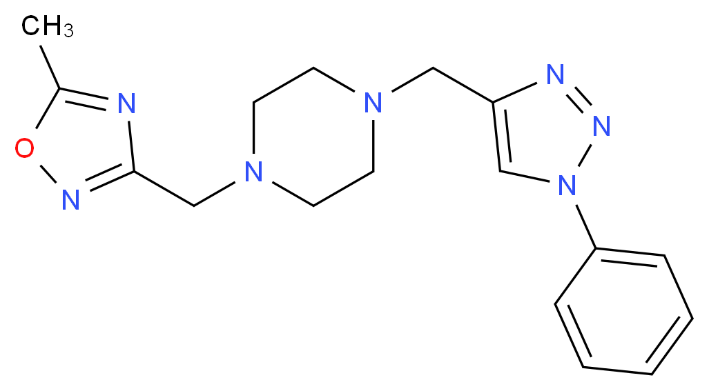 1-[(5-methyl-1,2,4-oxadiazol-3-yl)methyl]-4-[(1-phenyl-1H-1,2,3-triazol-4-yl)methyl]piperazine_Molecular_structure_CAS_)