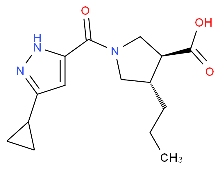 (3S*,4S*)-1-[(3-cyclopropyl-1H-pyrazol-5-yl)carbonyl]-4-propyl-3-pyrrolidinecarboxylic acid_Molecular_structure_CAS_)
